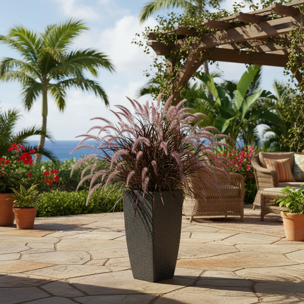 VT71 - Jardinière cylindrique carrée en mousse légère et béton