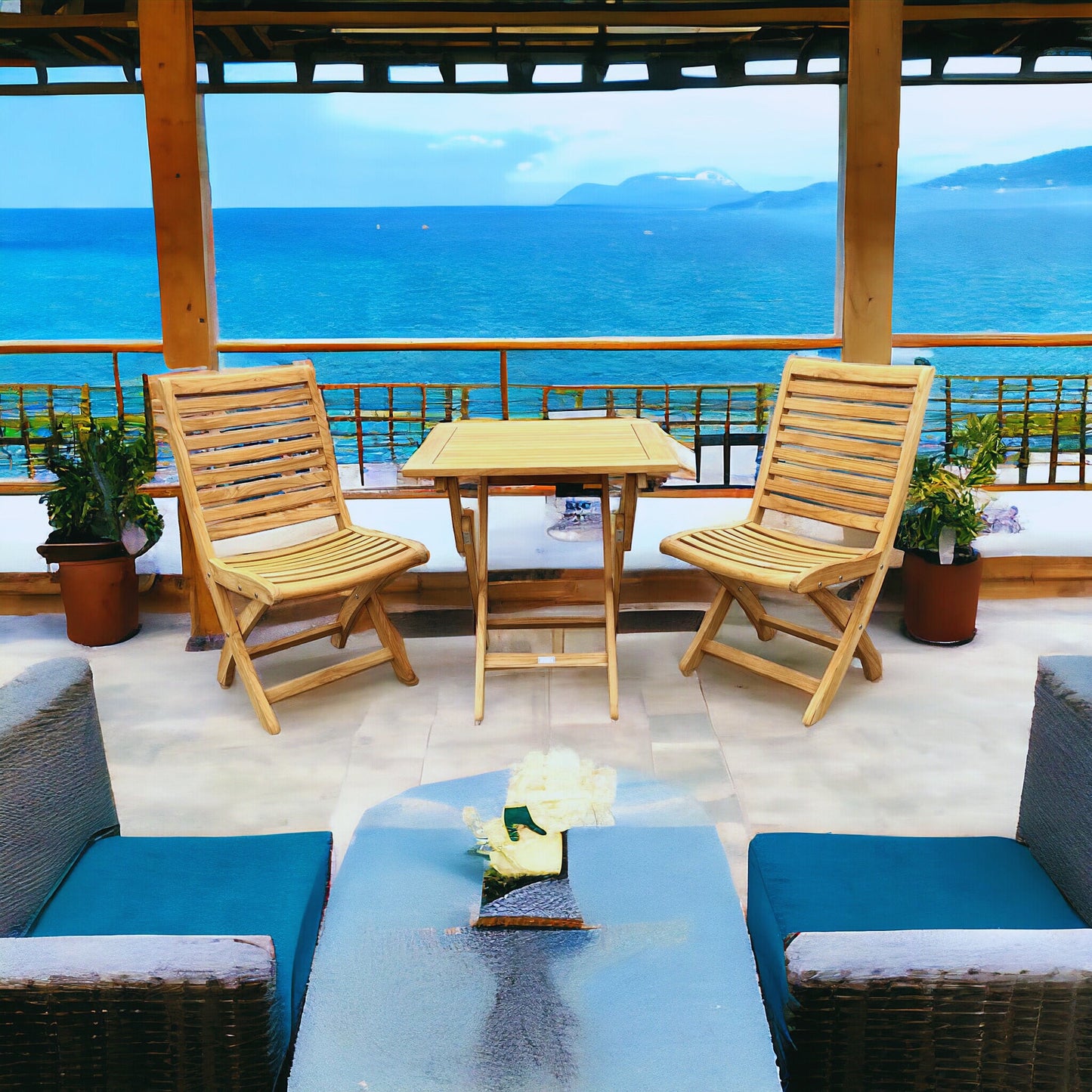 Ensemble Kakahiaka avec table pliante carrée