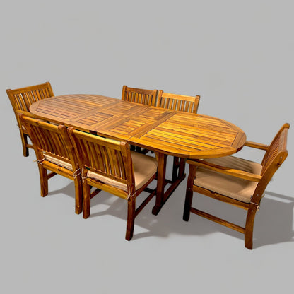 Ensemble de table extensible ovale en acacia