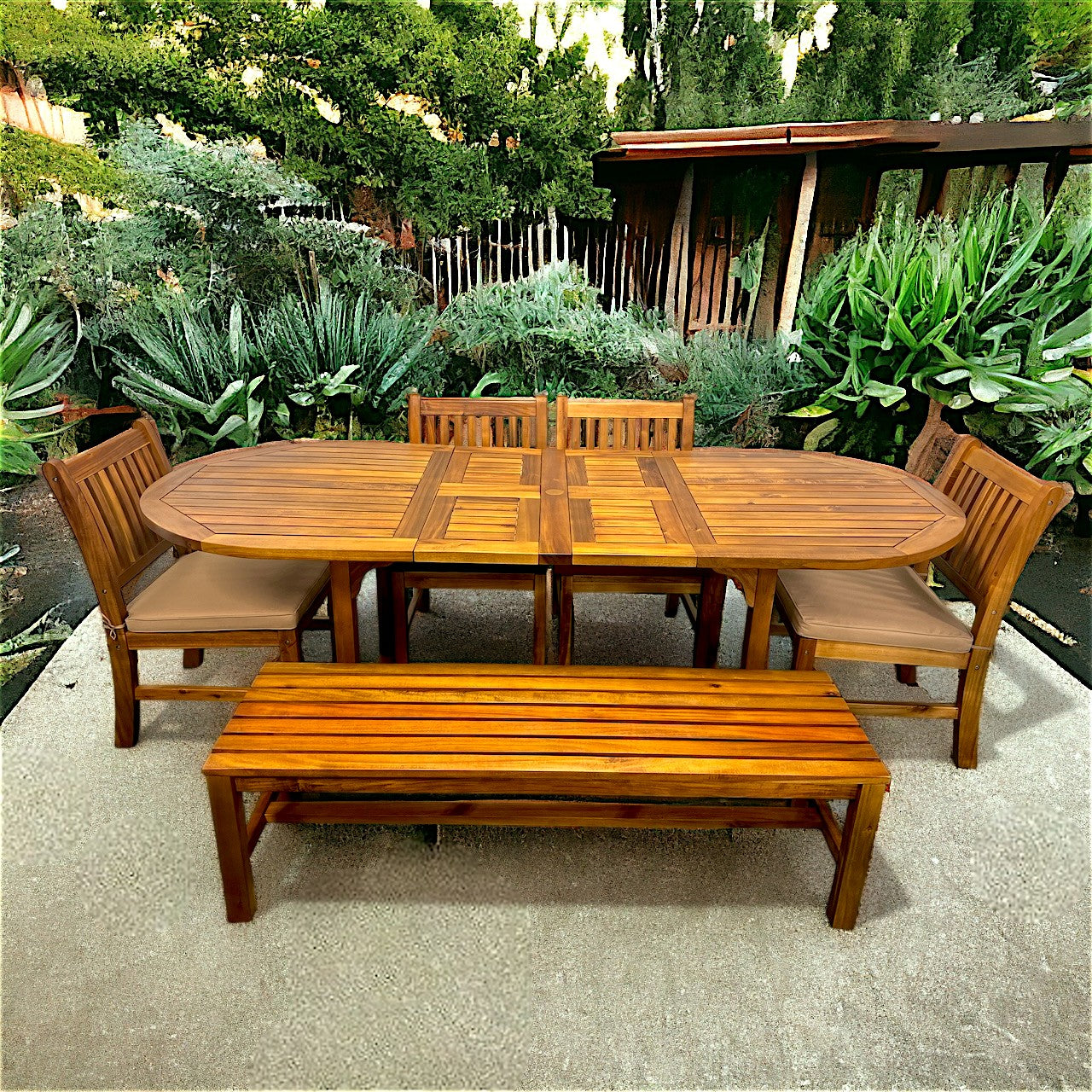 Ensemble de table extensible ovale en acacia