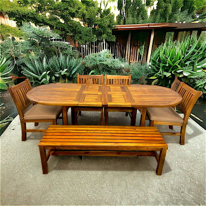 Ensemble de table extensible ovale en acacia