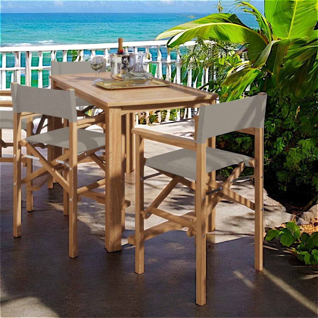 HLT3487 - Table en teck à hauteur de comptoir Kilohana