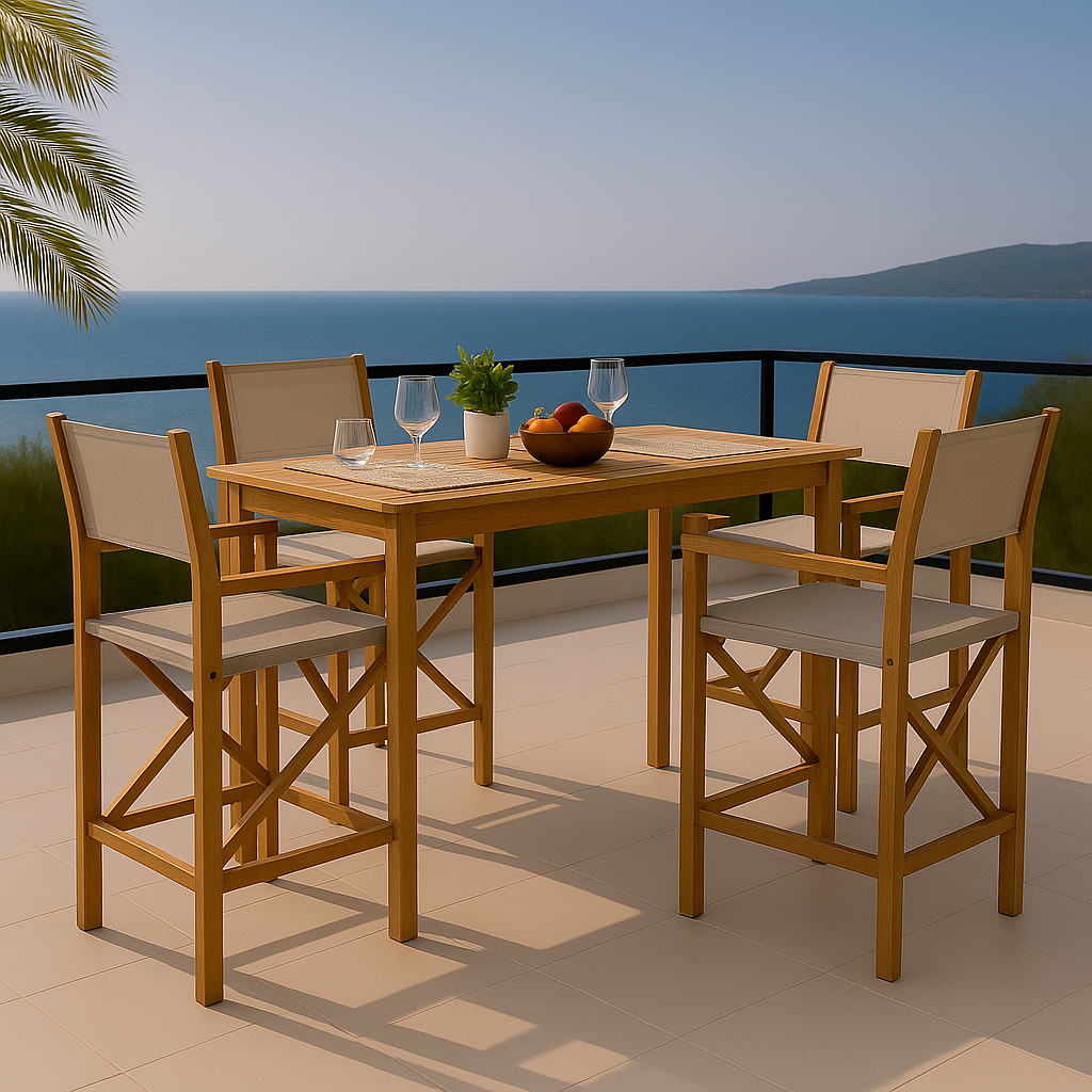 Ensemble bistro en teck à hauteur de comptoir Kilohana