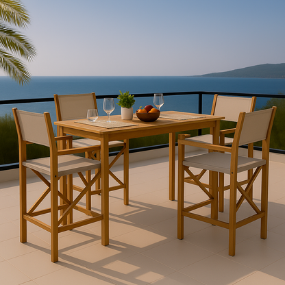 Ensemble bistro en teck à hauteur de comptoir Kilohana