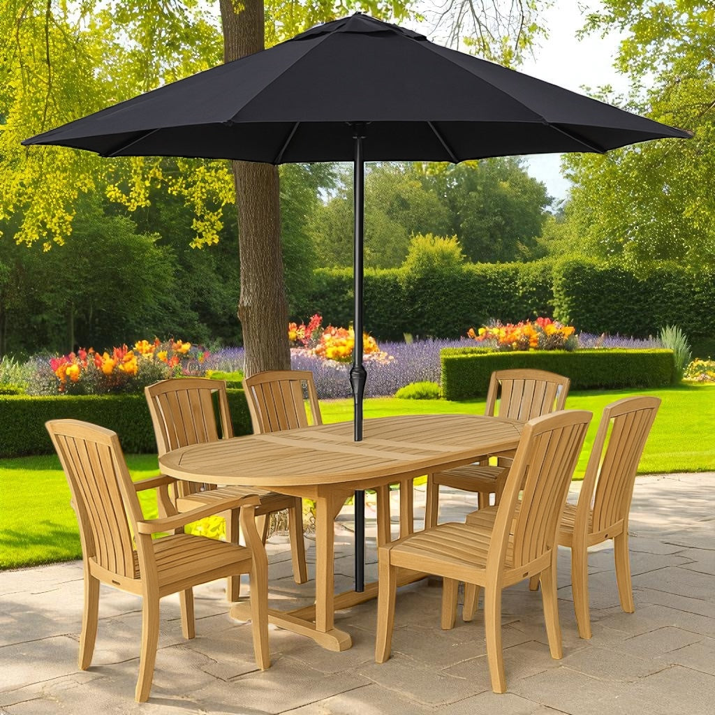 Ensemble de salle à manger ovale extensible en teck