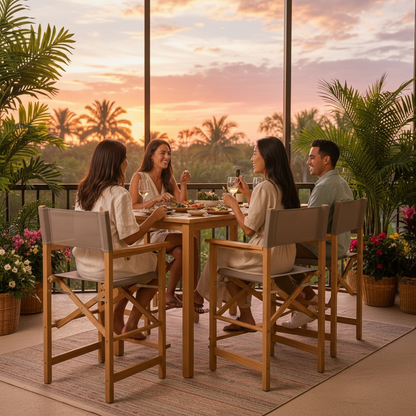 Ensemble bistro en teck à hauteur de comptoir Kilohana