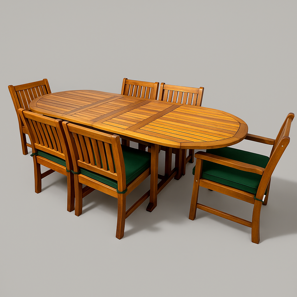 Ensemble de table extensible ovale en acacia