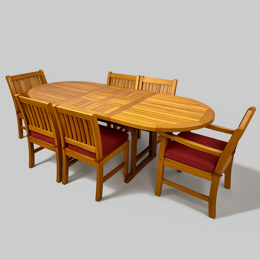 Ensemble de table extensible ovale en acacia