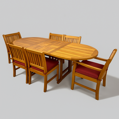 Ensemble de table extensible ovale en acacia