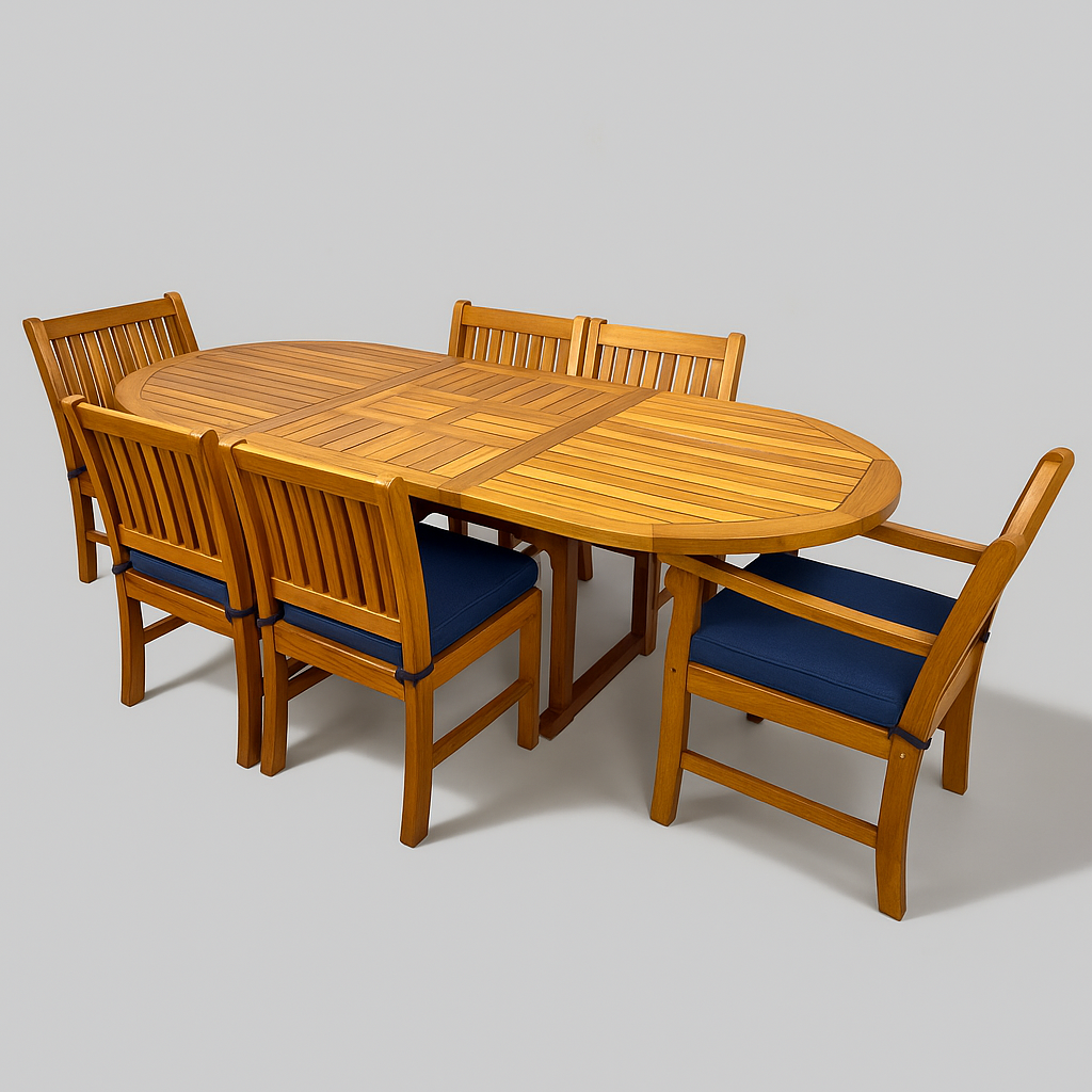 Ensemble de table extensible ovale en acacia