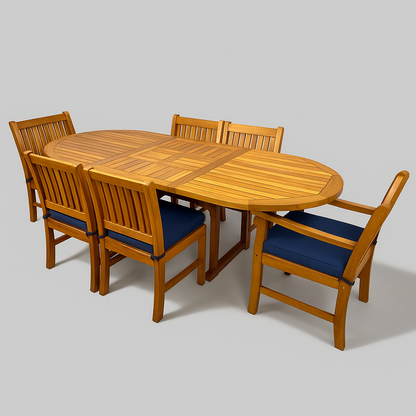 Ensemble de table extensible ovale en acacia