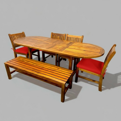 Ensemble de table extensible ovale en acacia