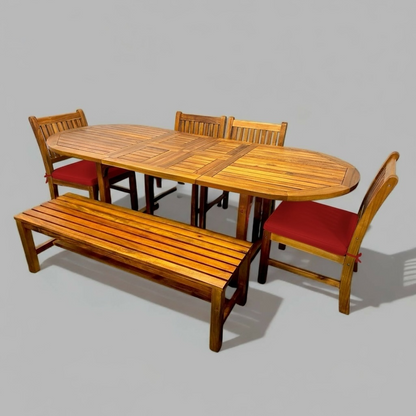 Ensemble de table extensible ovale en acacia