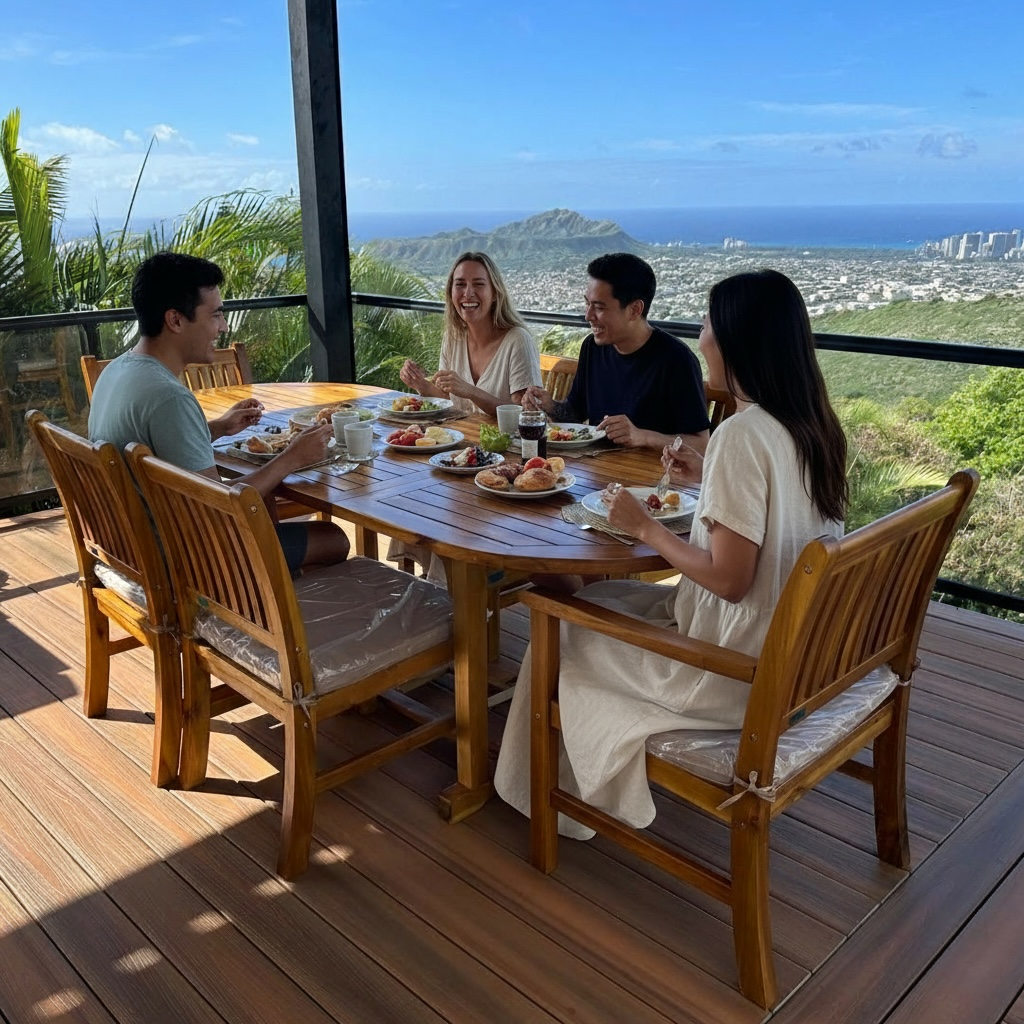 Ensemble de table extensible ovale en acacia