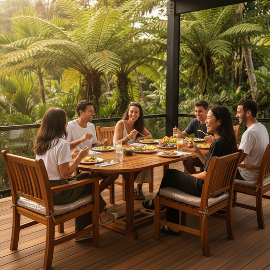 Ensemble de table extensible ovale en acacia