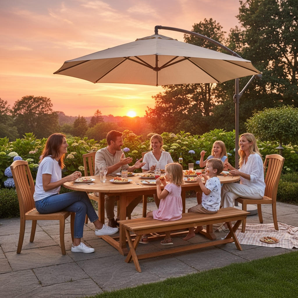 Ensemble de salle à manger ovale extensible en teck