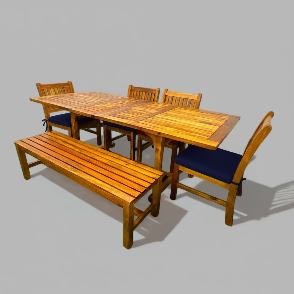 Ensemble de table extensible rectangulaire en acacia