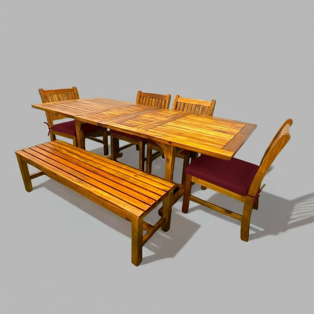 Ensemble de table extensible rectangulaire en acacia