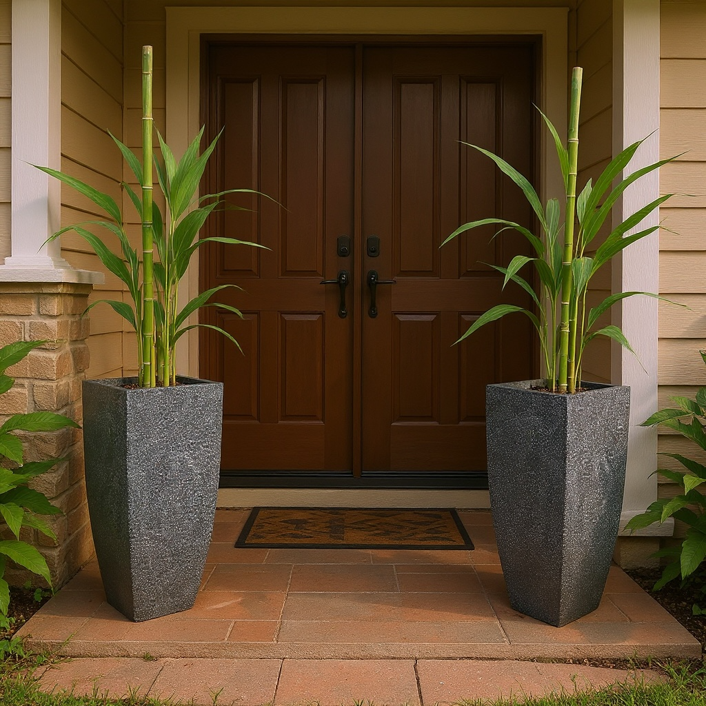 VT71 - Jardinière cylindrique carrée en mousse légère et béton