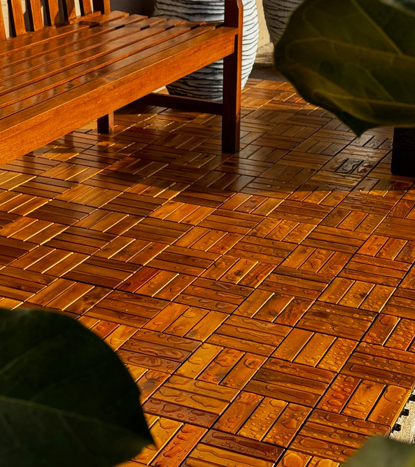 Dalles de terrasse en acacia (boîte de 10 dalles)