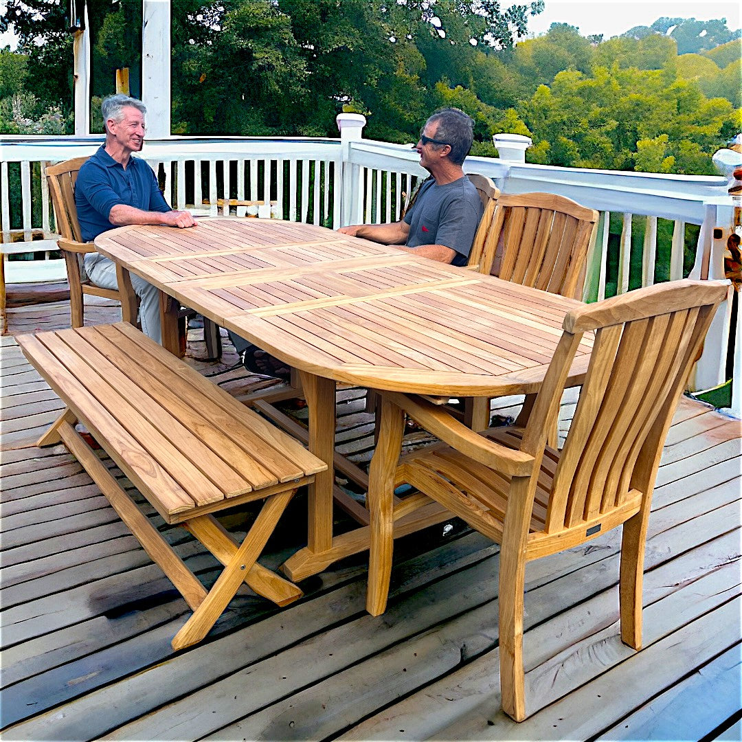 Ensemble de salle à manger ovale extensible en teck