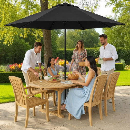 Ensemble de salle à manger ovale extensible en teck