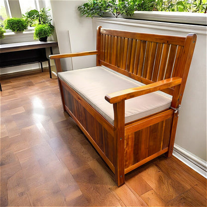 B005P - Banc de rangement Kalihi en finition polyuréthane avec coussin