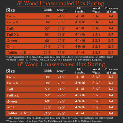 ONETAN, sommier/fondation en bois facile à assembler, 5 et 8 pouces, blanc.