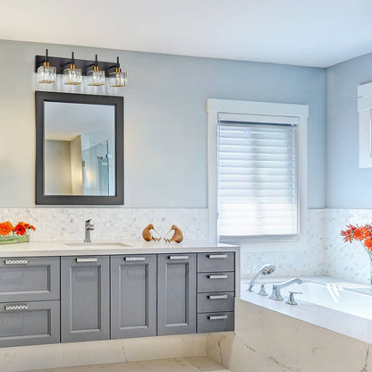 Luminaires de salle de bain modernes à intensité variable en cristal Ora, à installer au-dessus du miroir, style glamour.