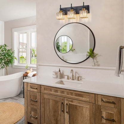 Luminaires de salle de bain modernes à intensité variable en cristal Ora, à installer au-dessus du miroir, style glamour.