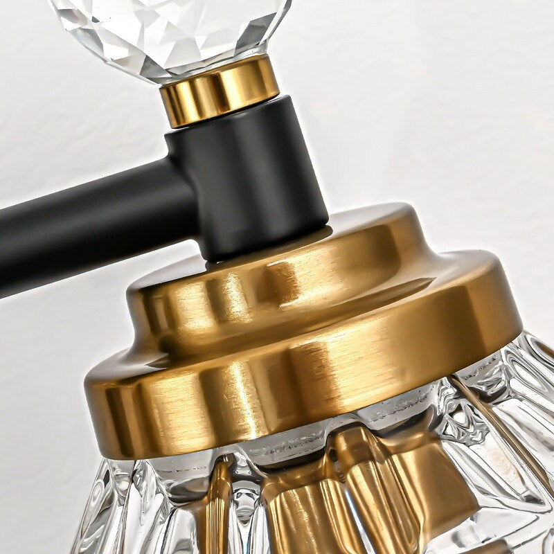 Luminaires de salle de bain modernes Ora à intensité variable, noirs et dorés