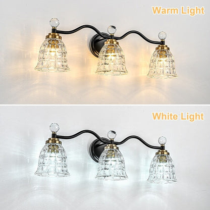 Luminaires de salle de bain modernes Ora à intensité variable, noirs et dorés