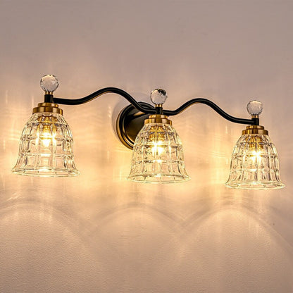 Luminaires de salle de bain modernes Ora à intensité variable, noirs et dorés