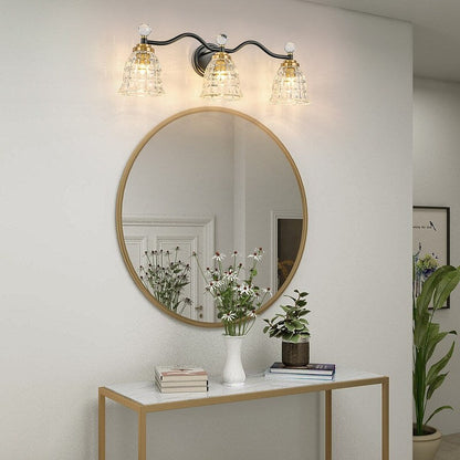 Luminaires de salle de bain modernes Ora à intensité variable, noirs et dorés