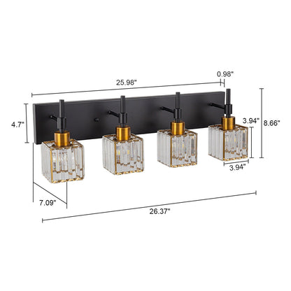 Luminaires de salle de bain modernes à intensité variable en cristal Ora, à installer au-dessus du miroir, style glamour.