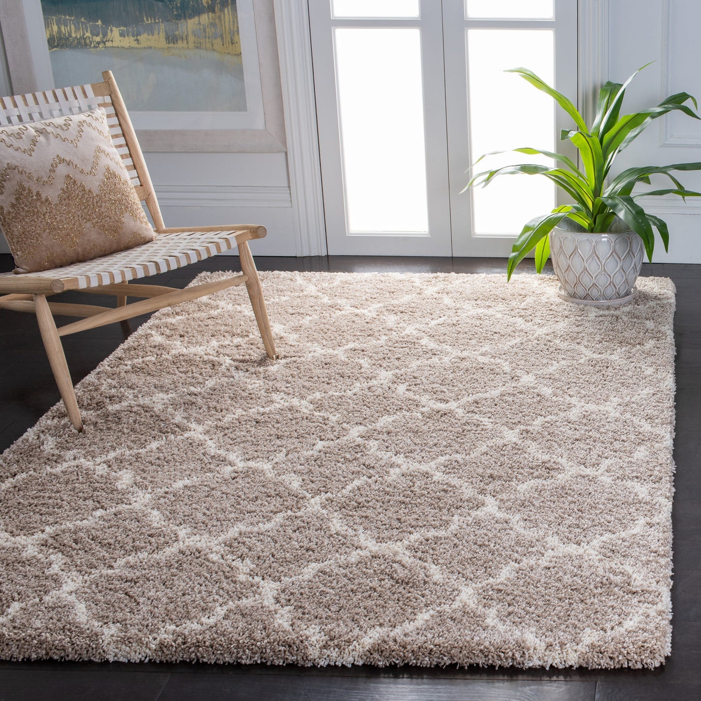 Tapis SAFAVIEH Hudson Shag Jeryl Glam Trellis de 5 cm d'épaisseur