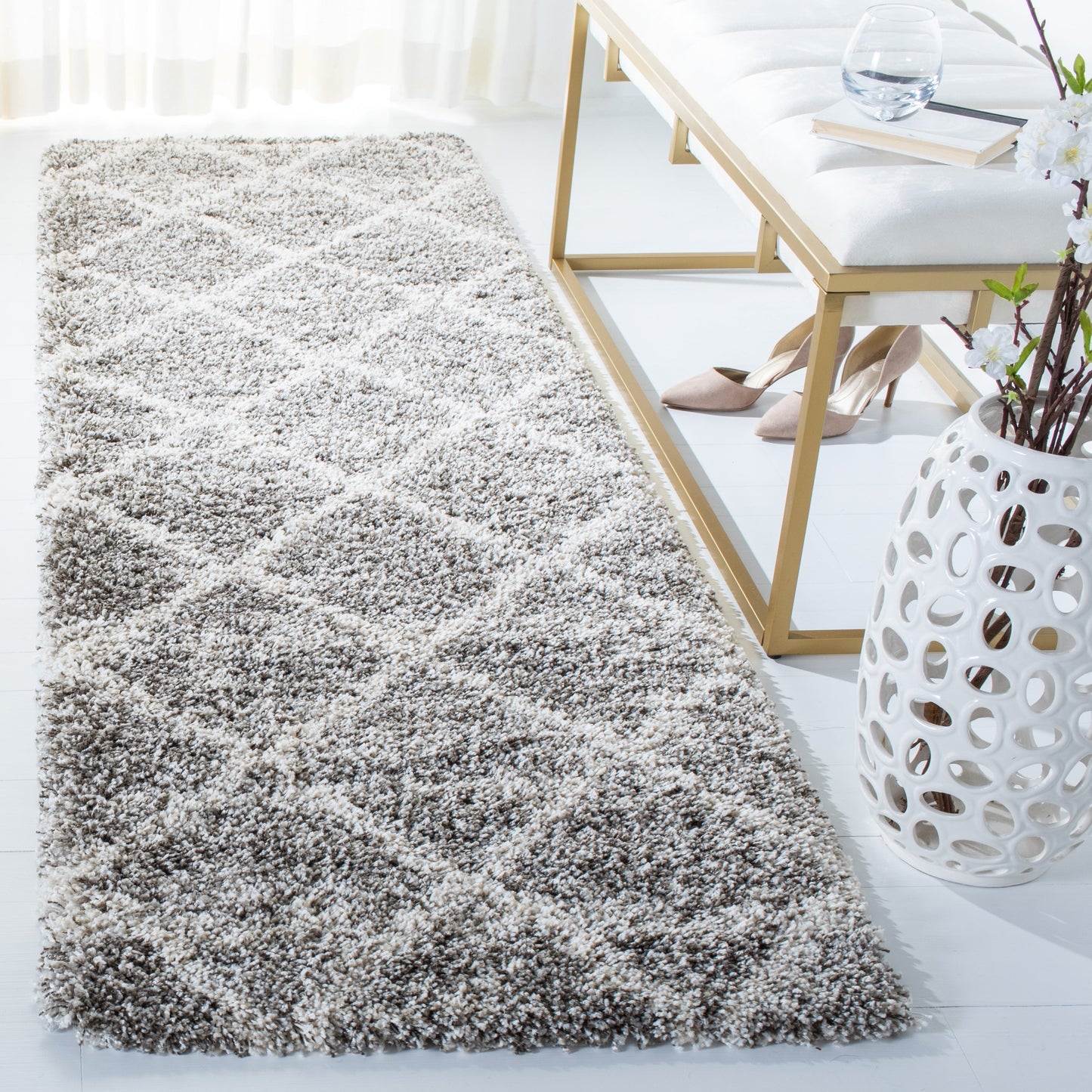 Tapis SAFAVIEH Hudson Shag Raili Diamond Trellis de 5 cm d'épaisseur