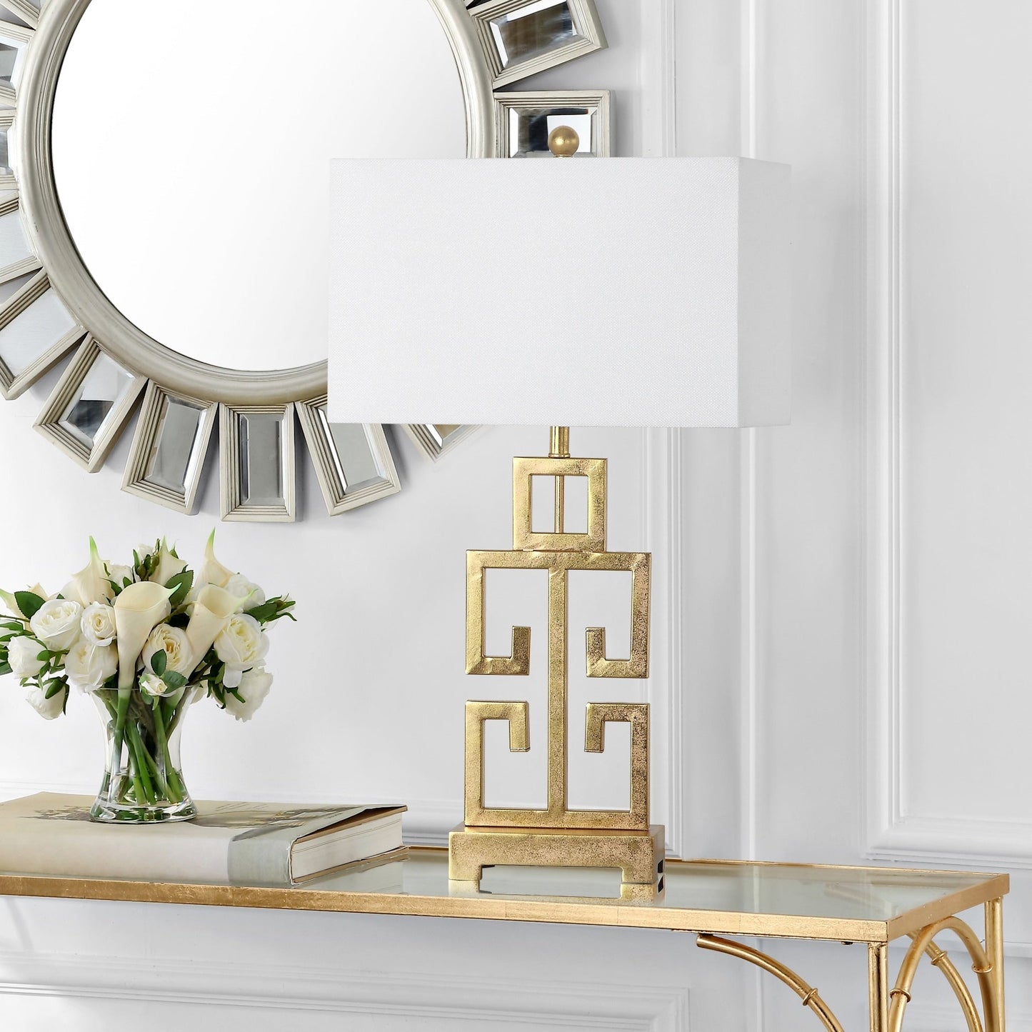 Lampe de table Chantelle de SAFAVIEH Lighting, style grec, finition or antique, 74 cm (lot de 2) - 41 cm (L) x 23 cm (P) x 74 cm (H)