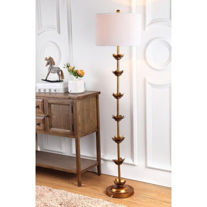 Lampadaire LED Doretha de SAFAVIEH Lighting, finition feuille d'or, 162,5 cm (64 pouces) - 38 x 38 x 161 cm (15 x 15 x 63,5 pouces) - Or antique - 38 x 38 x 162 cm (15 x 15 x 64 pouces)
