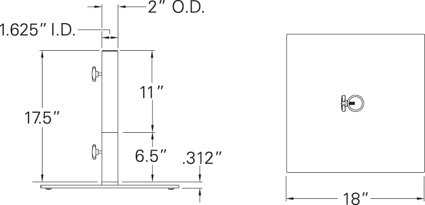 Pied de parasol en acier - 16 kg