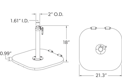 Socle en acier Aspen avec roulettes - 54 kg
