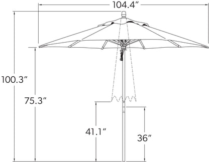 Parasol de marché en bois de 2,74 m (9 pi) avec système de levage à quatre poulies