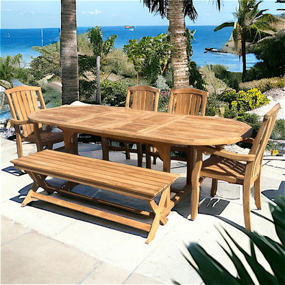 Ensemble de salle à manger ovale extensible en teck
